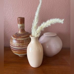 Vintage 80s Peach Ceramic Vase